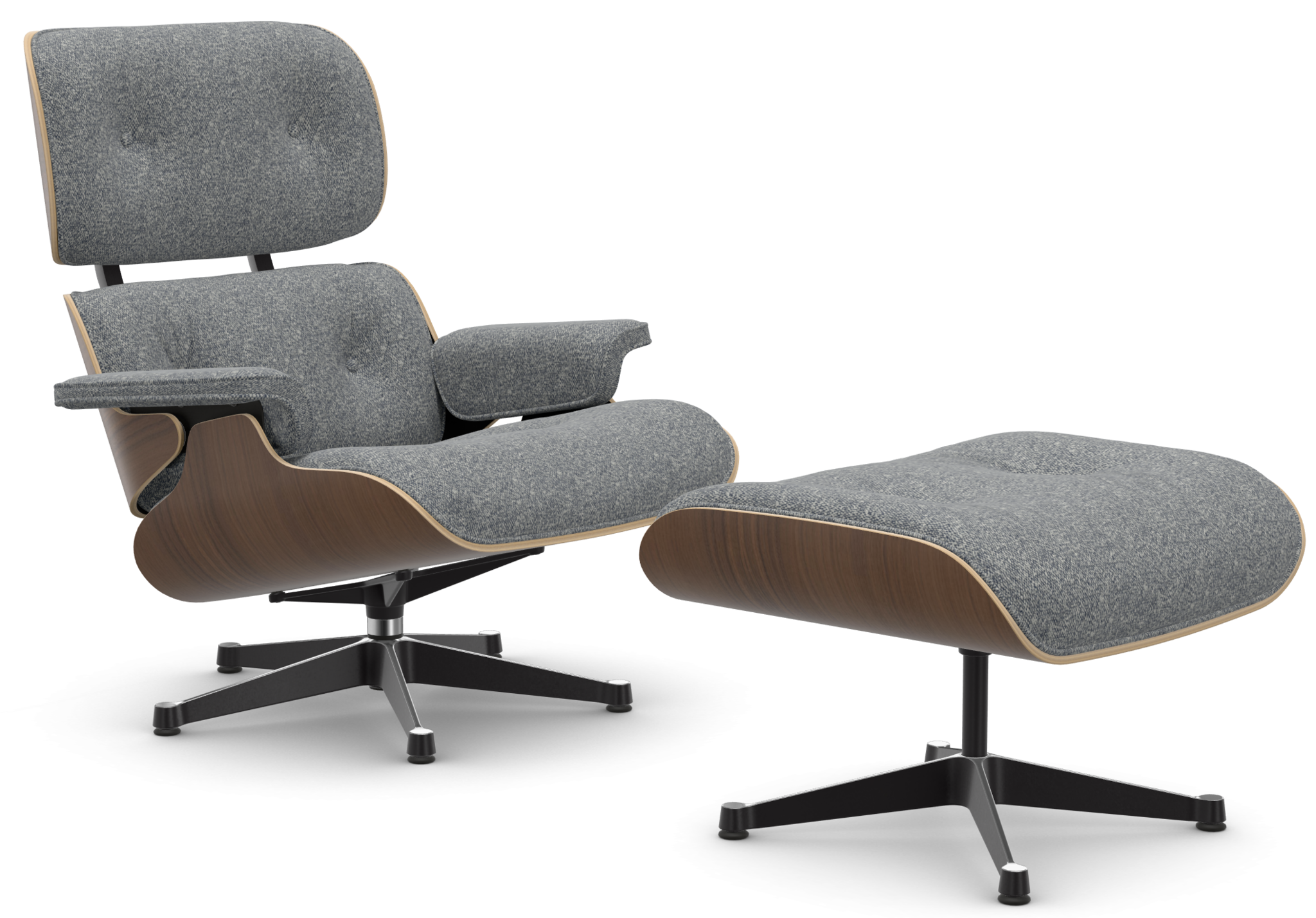 Eames Lounge Chair & Ottoman - zwart notenhout / Nubia