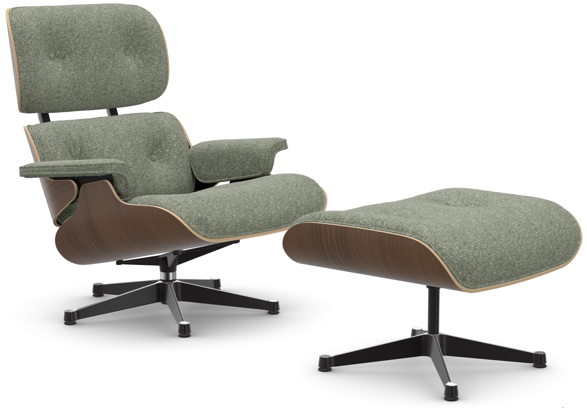 vitra Eames Lounge Chair & Ottoman - zwart notenhout / Nubia - zwart notenhout & Nubia ivory forest