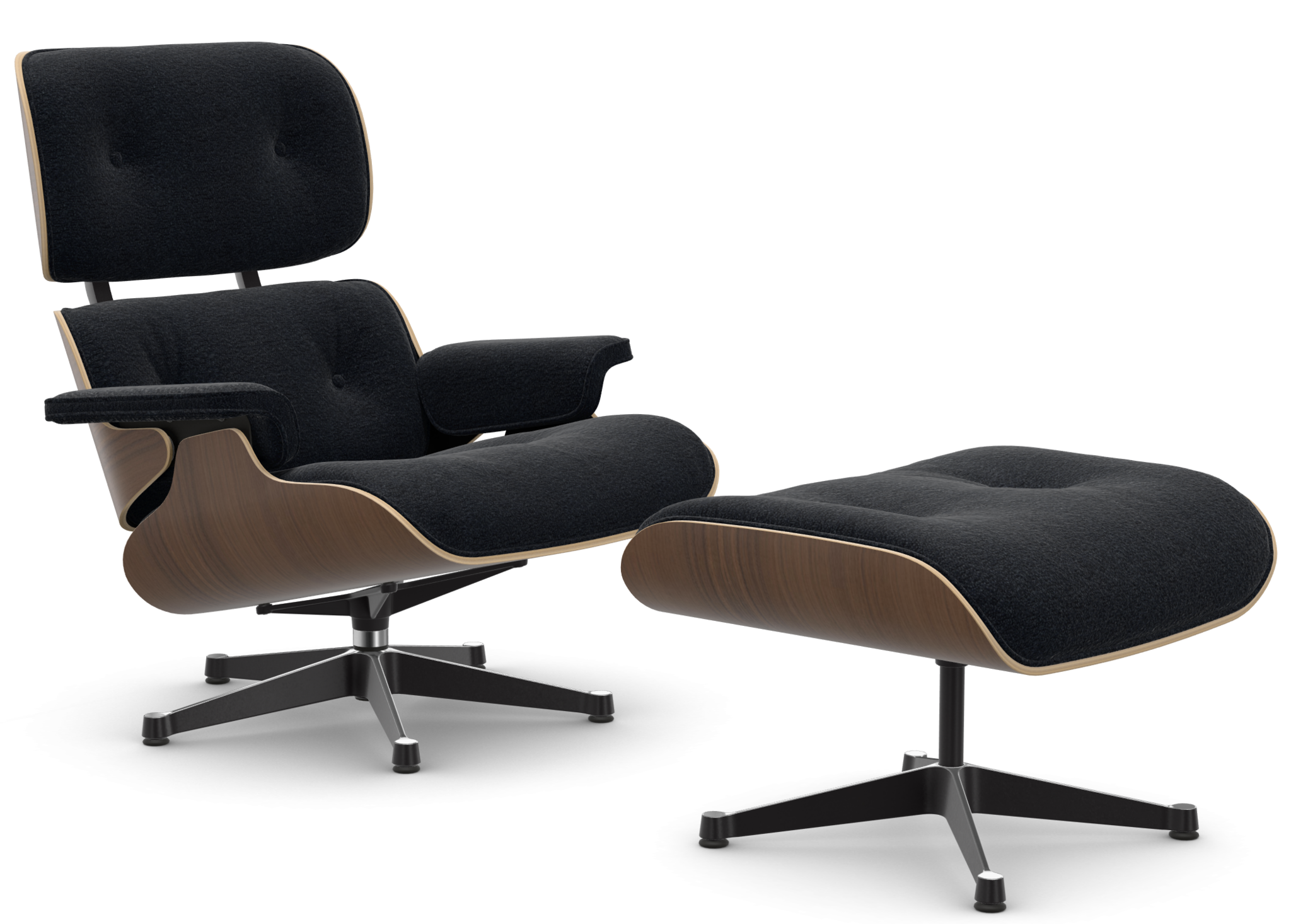 Eames Lounge Chair & Ottoman - zwart notenhout / Nubia