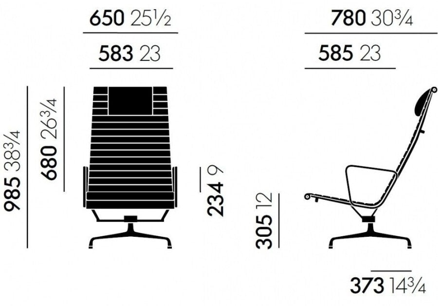 vitra Aluminium Chair EA 124 - leder