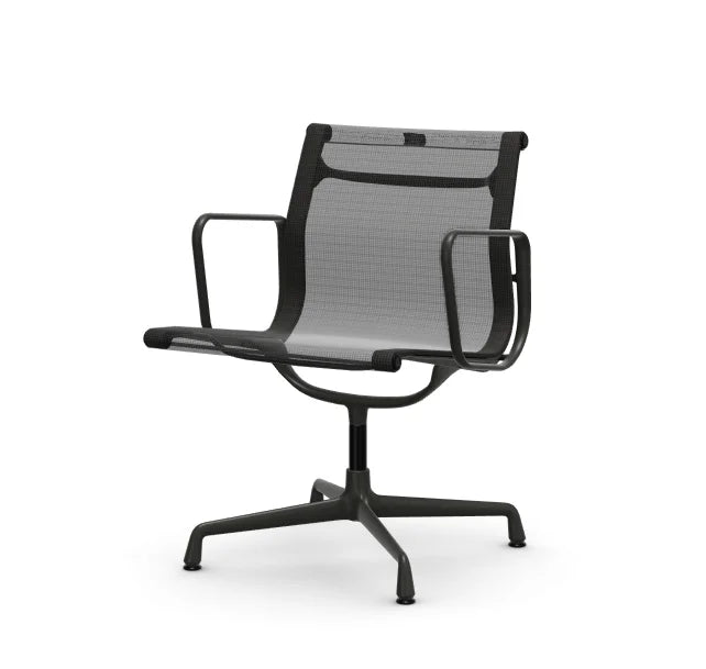 vitra Eames Aluminium Chair EA 107 - Conference - Netweave - Netweave nero - gecoat diepzwart onderstel