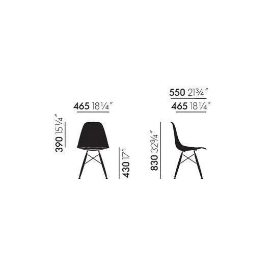 vitra Eames Fiberglass Side chair DSW - esdoorn licht onderstel