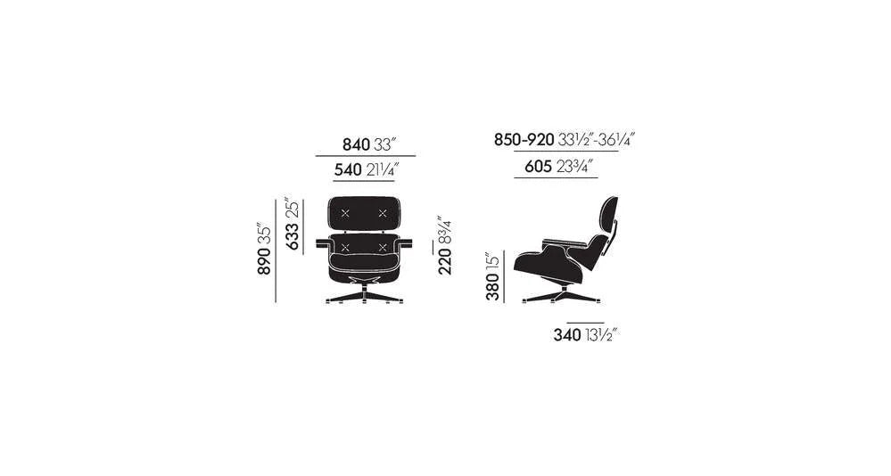 vitra Eames Lounge Chair & Ottoman zwart - essenhout & leder premium nero - zwart essenhout & leder premium nero