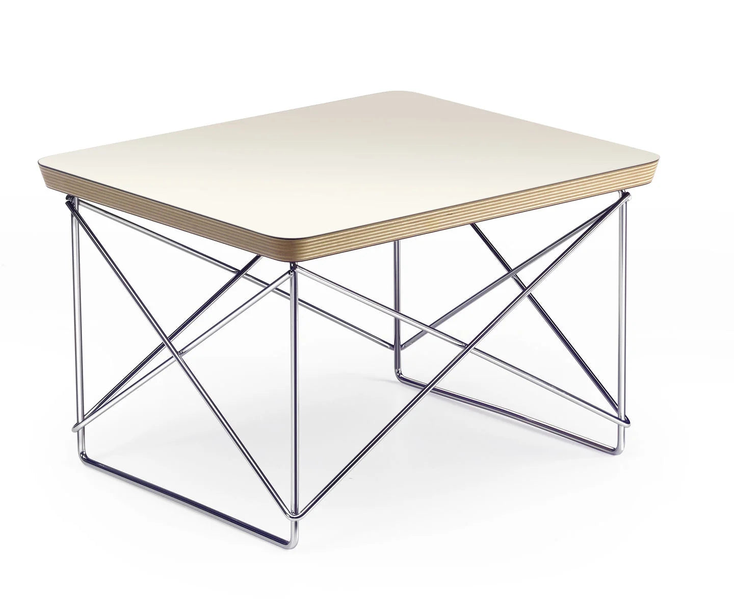 Rechthoekige Eames Occasional Table LTR met chrome wire tafelstang basis